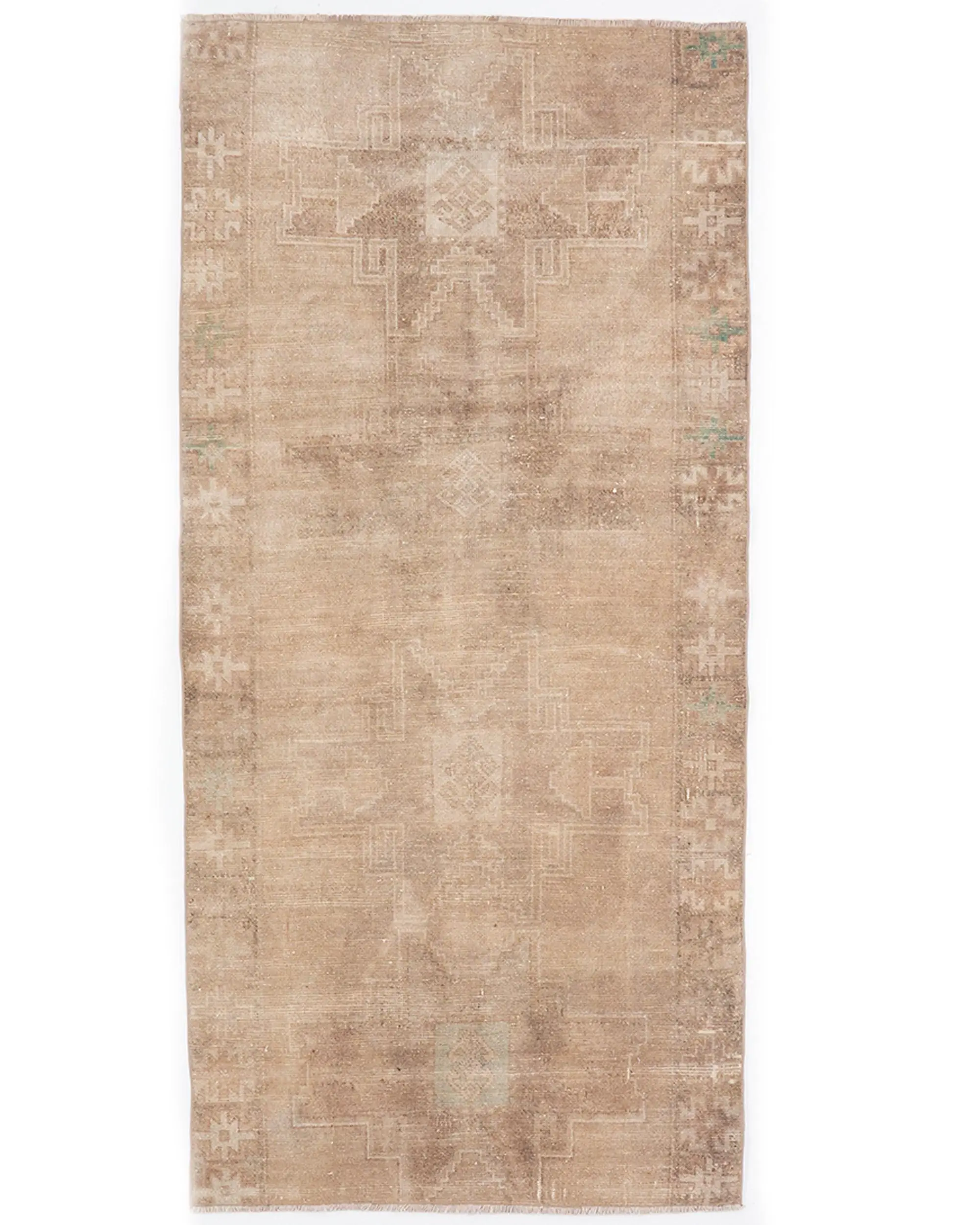 Turkish 3.4x7.2 ft Rug, Vintage Rug, Brown Solid Rug Wool - 1