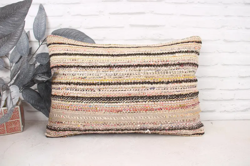 Pillow Case, Ikat Pillow Cover, Comfy Throw Cushion Case, 16x24 Brown Cushion Cover, Boho Pillow, Pillow for Sofa, Pillow for Couch - 1