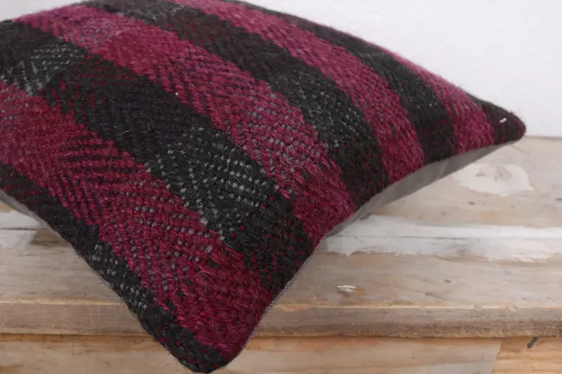 Boho Pillow, Chair Cushion, Kilim Rug Cushion Case, Boho Pillow Sham Cover, Handwoven Cushion Case, Antique Pillows, Pillow, 12x12 Red Pillow Cover - 6
