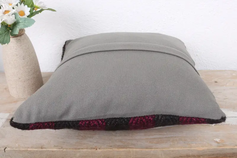 Boho Pillow, Chair Cushion, Kilim Rug Cushion Case, Boho Pillow Sham Cover, Handwoven Cushion Case, Antique Pillows, Pillow, 12x12 Red Pillow Cover - 7