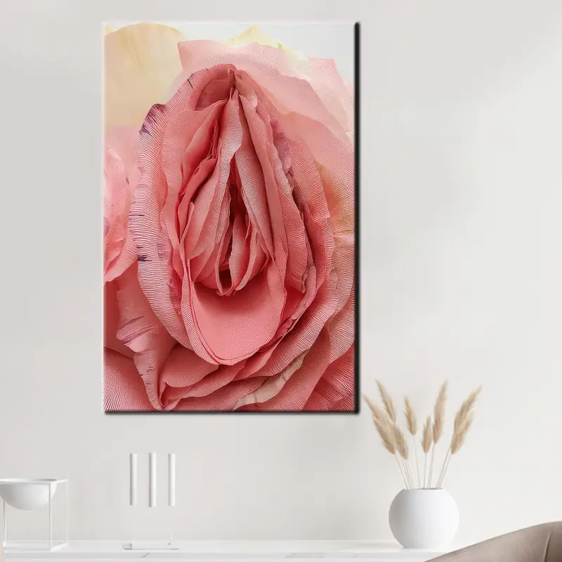 エレガントなエロティックなローズキャンバス: 抽象的なピンクの花柄アートプリント