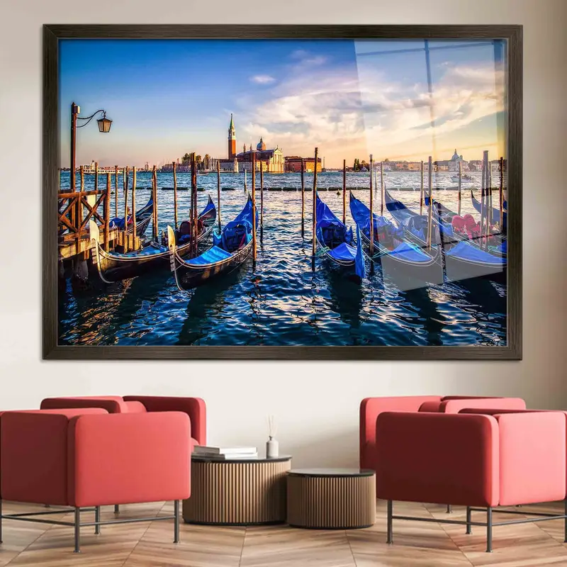Vidrio impreso elegante: góndola con vistas al Gran Canal de Venecia