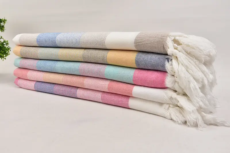 Soft organic Turkish peshtemal for luxury spa use, Home Decor Gifts, Wedding Favors, Best Friend Gift, 68x40 Cotton Striped Towel, Customized Towels - 5