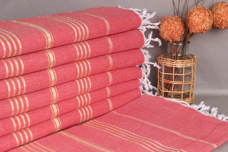 ファミリーギフト レッドイエローコットンタオル、40x71インチ、カスタムギフト