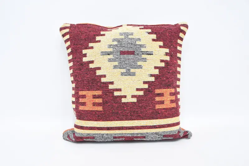 Gift for Couple Throw Geometric Cushion, 20x20 inch Moroccan Beige Pillow - 1