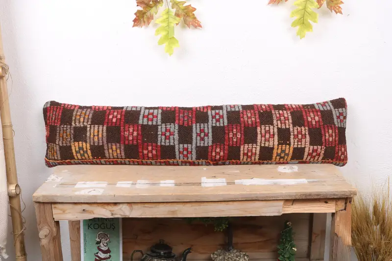 Rotes südwestliches besticktes Wurfkissen, handgefertigtes Vintage-Kissen