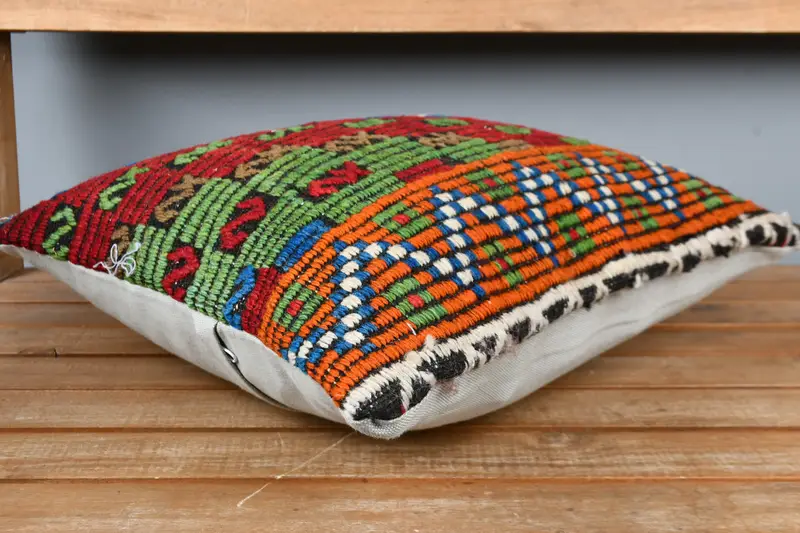 Pillow for Couch, Kilim Cushion Sham, Cushion Case, Boho Pillow Sham Cover, 16x16 Red Pillow Sham, Outdoor Bolster Pillow, Indoor Cushion - 3