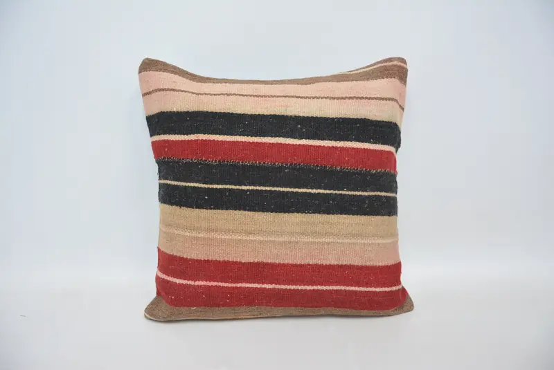 Throw Kilim Pillow, 20x20 Red Pillow Sham, Oriental Cushion Case, Nomadic Cushion Case, Vintage Pillow, Boho Pillow Sham Cover, Cushion Cover - 1