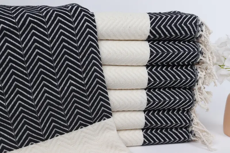 Housewarming Gift, 70x40 Cotton Zig zag Towel, Wedding Favors, Best Wedding Gift, Bachelorette Party Gifts Bridesmaids, Merry Christmas Gifts - 1