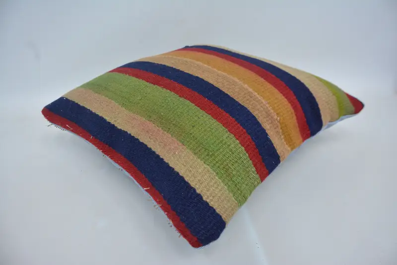 Turkish Pillow, 16x16 Green Pillow Cover, Boho Pillow Sham Cover, Sofa Pillow Cover, Pillow, Ethnical Kilim Rug Pillow, Custom Pillow Sham - 6