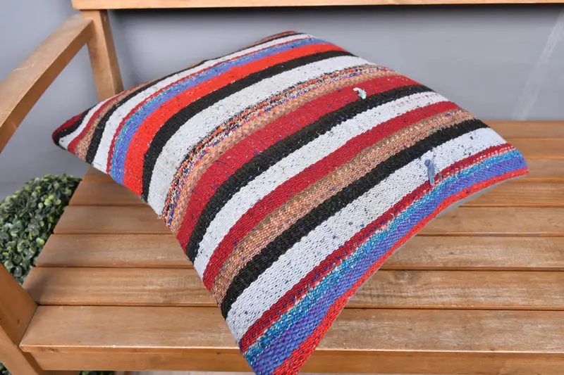Turkish Kilim Pillow, Ikat Cushion Case, Outdoor Patio Pillow, 20x20 White Cushion Cover, Boho Pillow Sham Cover, Pillow, Home Decor Pillow - 2
