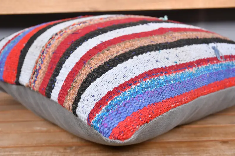 Turkish Kilim Pillow, Ikat Cushion Case, Outdoor Patio Pillow, 20x20 White Cushion Cover, Boho Pillow Sham Cover, Pillow, Home Decor Pillow - 3