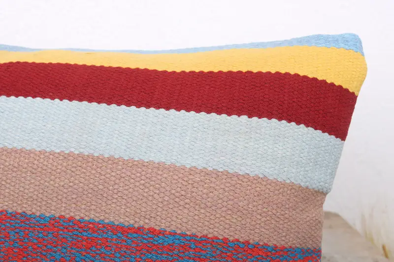 Turkish Kilim Pillow, Kilim Pillow, Chair Cushion Cover, 12x24 Rainbow Cushion Cover, Pillow Cover, Sustainable Cushion Cover, Gift Pillow - 5