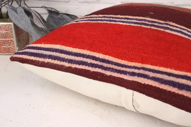 Vintage Pillow, Kilim Pillow Cover, Vintage Kilim Pillow, Bed Cushion Cover, Pillow Case, Bolster Pillow Sham, 18x18 Red Pillow Cover - 6