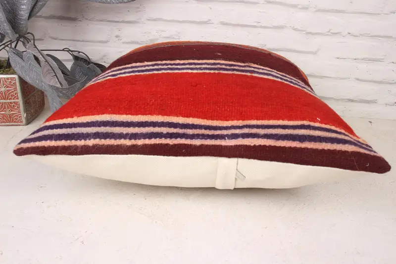 Vintage Pillow, Kilim Pillow Cover, Vintage Kilim Pillow, Bed Cushion Cover, Pillow Case, Bolster Pillow Sham, 18x18 Red Pillow Cover - 5