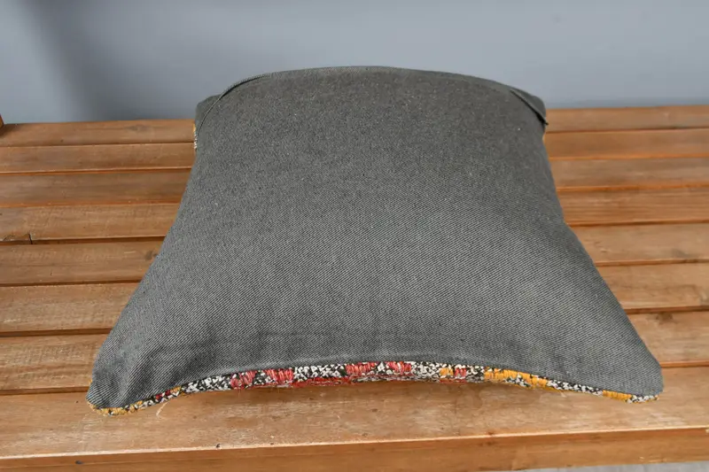 16x16 Yellow Pillow Cover, Cozy Throw Pillow Cover, Vintage Kilim Pillow, Throw Kilim Pillow, Turkish Kilim Pillow, Pillow Case - 4