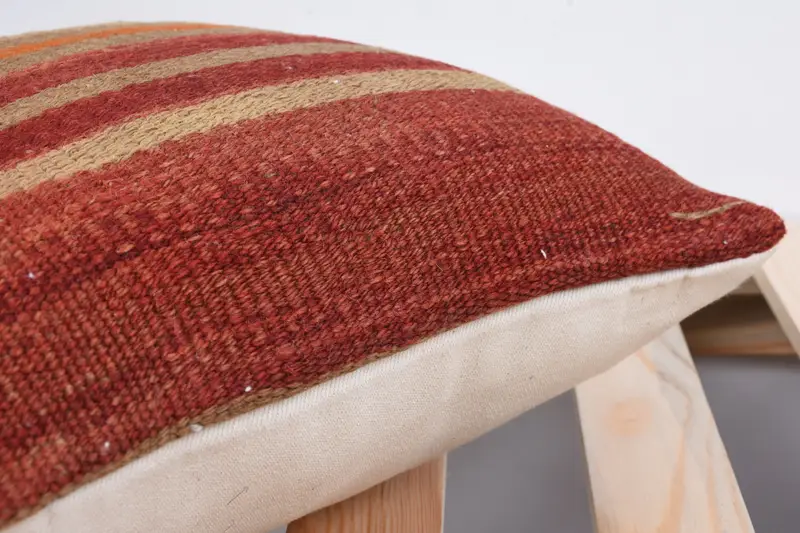 Armchair Cushion, Cushion Cover, Ethnical Kilim Rug Pillow, Gift Pillow, Office Chair Pillow Case, Vintage Kilim Pillow, 12x12 Red Cushion Cover - 7
