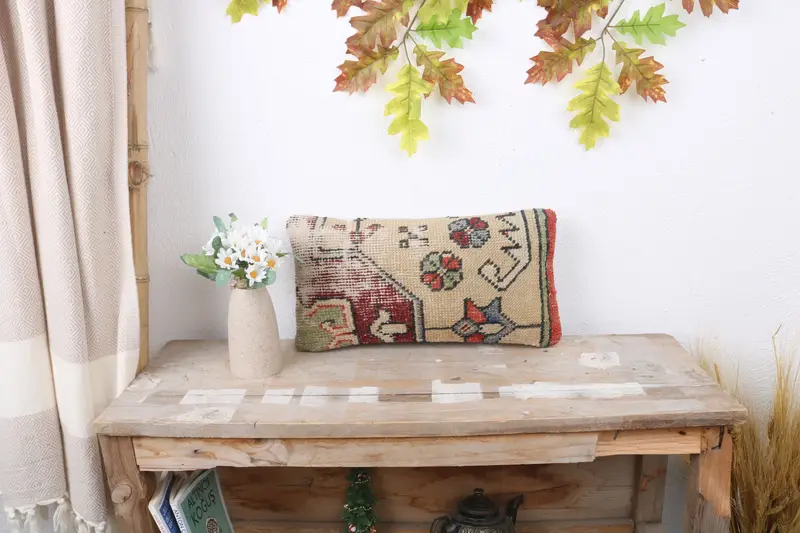 8x16 Beige Cushion, Pillow Cover, Pillow for Sofa, Vintage Kilim Throw Pillow, Custom Pillow Case, Boho Throw Pillow Sham, Vintage Pillow - 1