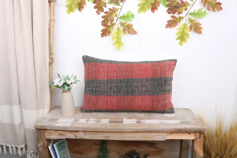 12x20 Red Cushion Case, Pillow Sham, Handmade Kilim Cushion, One Of A Kind Pillow Cover, Lounge Throw Pillow Cover, Pillow for Couch, Vintage Pillow - 1