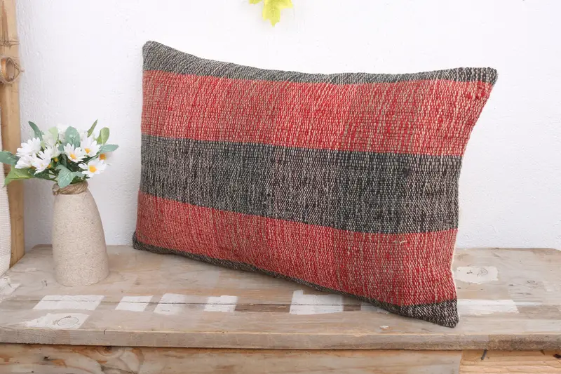 12x20 Red Cushion Case, Pillow Sham, Handmade Kilim Cushion, One Of A Kind Pillow Cover, Lounge Throw Pillow Cover, Pillow for Couch, Vintage Pillow - 4