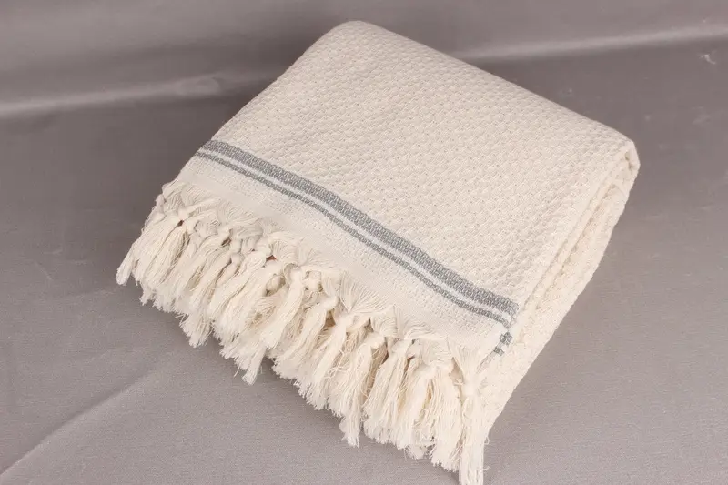Woven Throw Blanket, Christmas Favors, Monogram Beach Blanket, Woven Blanket, Throw Blanket, 94x92 Cotton Striped Towel, Gift For Wedding Day - 6