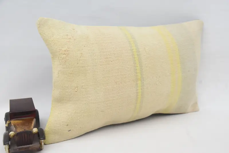 Handmade Throw Pillow Cover, Kilim Cushion Sham, Vintage Kilim Throw Pillow, Antique Pillows, Cushion Case, 12x20 Beige Cushion Cover - 2