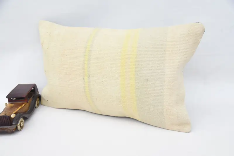Handmade Throw Pillow Cover, Kilim Cushion Sham, Vintage Kilim Throw Pillow, Antique Pillows, Cushion Case, 12x20 Beige Cushion Cover - 3