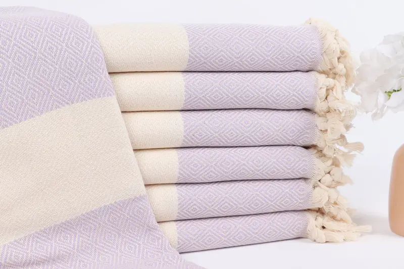 Monogram Beach Towel Lilac Turkish Cotton, 40x71 Inches