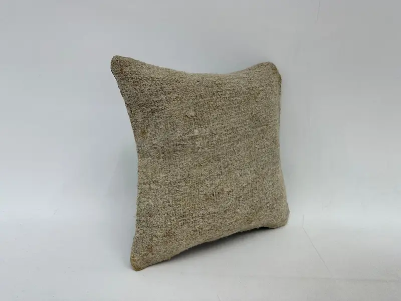 Pillow Sham, Muted Cushion Case, Handmade Kilim Cushion, Outdoor Bolster Cushion Case, 14x14 Beige Pillow, Vintage Kilim Pillow, Gift Pillow - 3