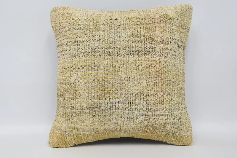 Small Square Striped Throw Cushion, Gift 12x12 inch WovenBronze Wool Cushion Case - 1