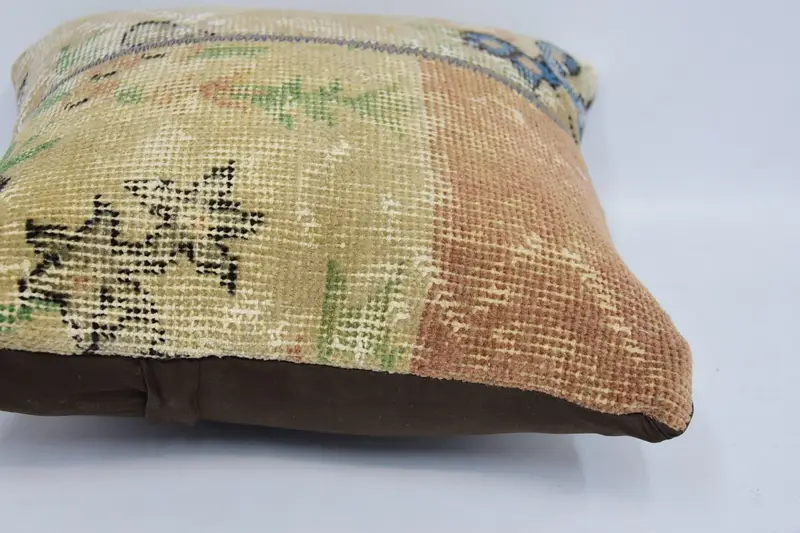 16x16 Beige Pillow Sham, Luxury Cushion, Pillow Sham, Floor Pillow Cover, Vintage Pillow, Boho Pillow, Handmade Kilim Cushion, Bright Pillow Case - 5
