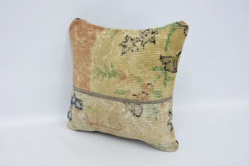 16x16 Beige Pillow Sham, Luxury Cushion, Pillow Sham, Floor Pillow Cover, Vintage Pillow, Boho Pillow, Handmade Kilim Cushion, Bright Pillow Case - 4