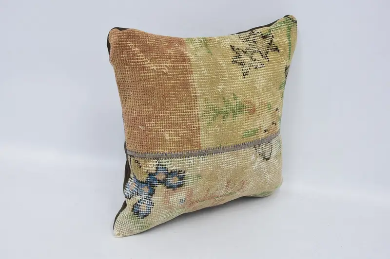 16x16 Beige Pillow Sham, Luxury Cushion, Pillow Sham, Floor Pillow Cover, Vintage Pillow, Boho Pillow, Handmade Kilim Cushion, Bright Pillow Case - 3