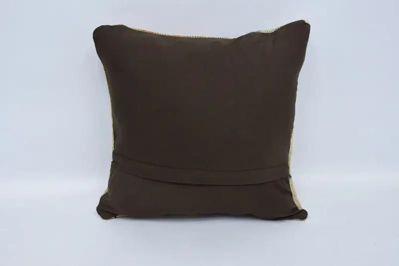 16x16 Beige Pillow Sham, Luxury Cushion, Pillow Sham, Floor Pillow Cover, Vintage Pillow, Boho Pillow, Handmade Kilim Cushion, Bright Pillow Case - 6