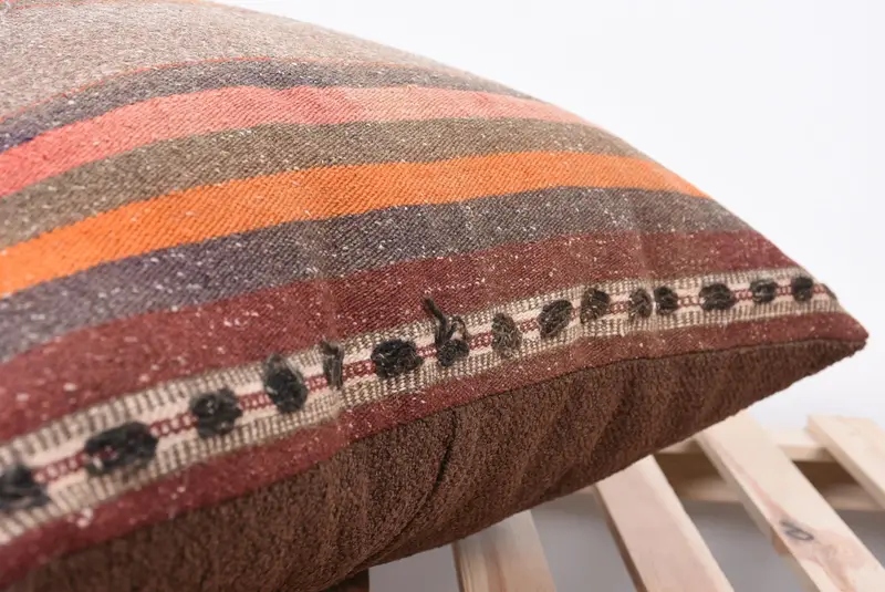 Art Deco Pillow Case, 24x24 Orange Pillow Sham, Cushion, Ethnical Kilim Rug Pillow, Boho Pillow Sham Cover, Home Decor Pillow - 7