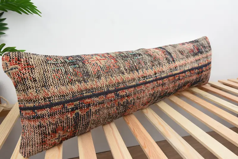 Pillow for Couch, Pillow Cover, 12x43 Blue Pillow Cover, Bolster Throw Pillow Sham, Ethnic Throw Pillow, Turkish Pillow, Vintage Kilim Throw Pillow - 4