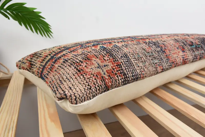 Pillow for Couch, Pillow Cover, 12x43 Blue Pillow Cover, Bolster Throw Pillow Sham, Ethnic Throw Pillow, Turkish Pillow, Vintage Kilim Throw Pillow - 6