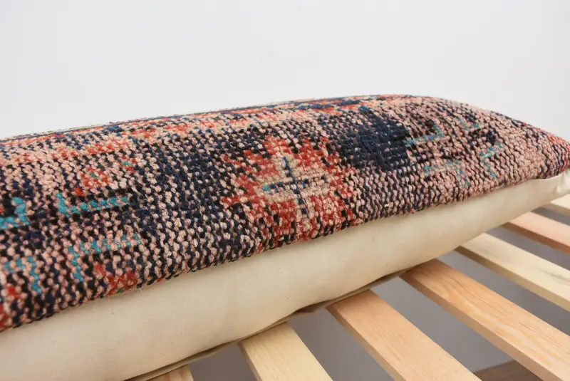 Pillow for Couch, Pillow Cover, 12x43 Blue Pillow Cover, Bolster Throw Pillow Sham, Ethnic Throw Pillow, Turkish Pillow, Vintage Kilim Throw Pillow - 7