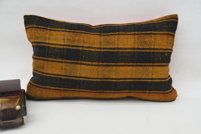 Striped Turkish Antique Pillow Case, 30x50 cm Easter Gift DesignerBlue Pillow Sham - 1