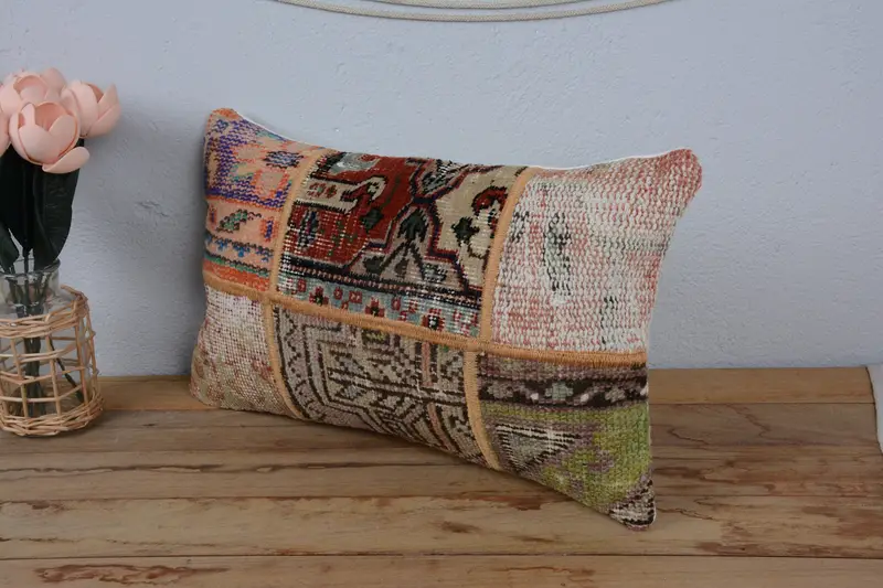 Decorative Cushion Cover, Vintage Kilim Throw Pillow, Anatolian Cushion Cover, Pillow for Couch, 12x20 Red Cushion Case, Vintage Pillow, Pillow Sham - 4