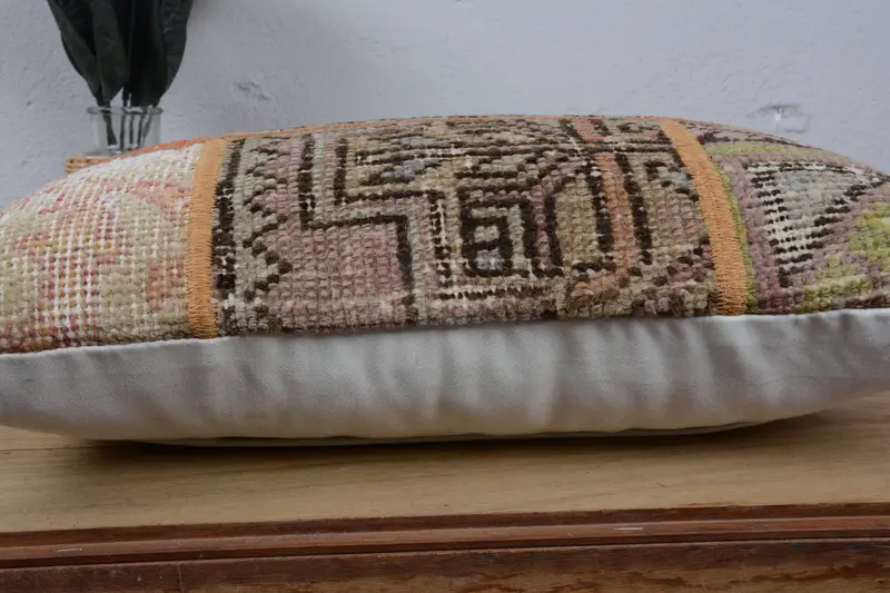 Decorative Cushion Cover, Vintage Kilim Throw Pillow, Anatolian Cushion Cover, Pillow for Couch, 12x20 Red Cushion Case, Vintage Pillow, Pillow Sham - 5
