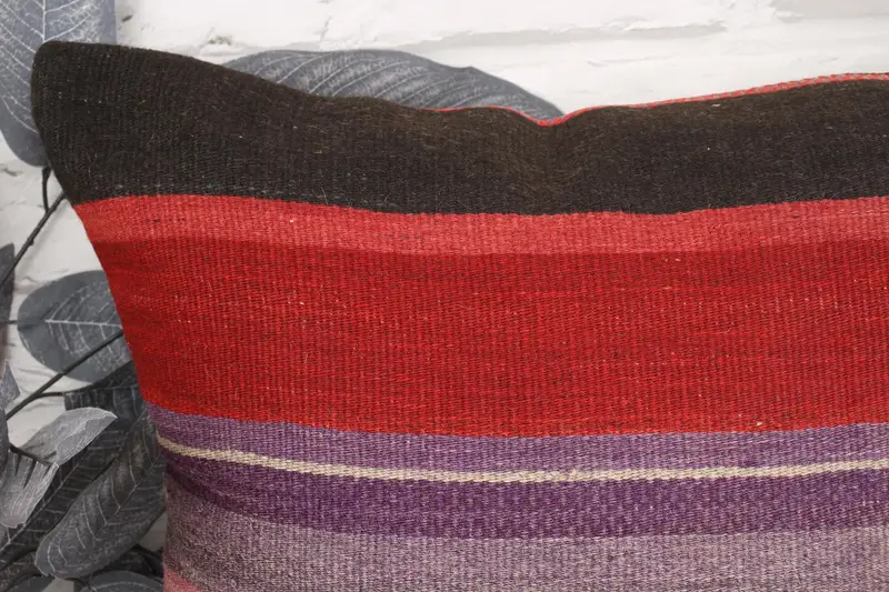 Bench Cushion Cover, Pillow Cover, Boho Pillow Sham Cover, Vintage Pillow, 18x18 Red Pillow Cover, Vintage Kilim Throw Pillow, Authentic Pillow - 2