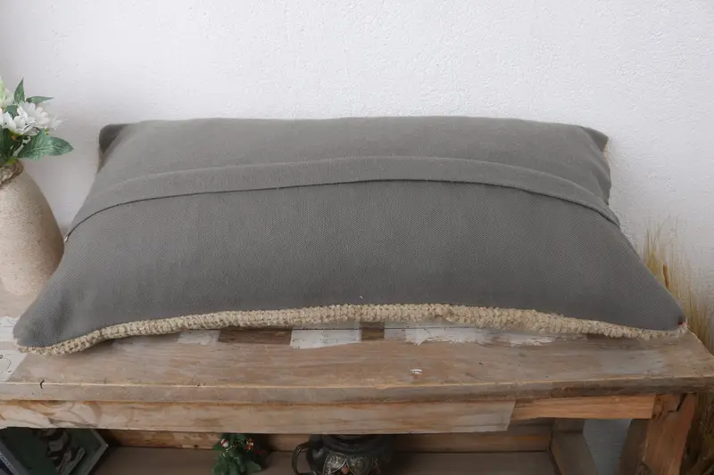 Ethnical Kilim Rug Pillow, Turkish Pillow, Handmade Throw Cushion Case, Bed Cushion Case, Home Decor Pillow, 12x24 Beige Pillow Sham, Pillow Cover - 7