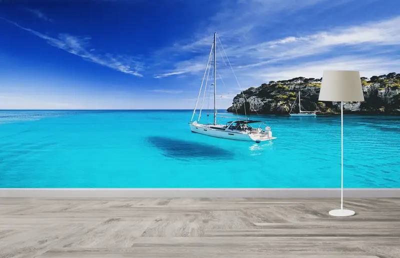 Oceanic Dream Tropical Sea View Printed Wallpaper - Elegant Decor