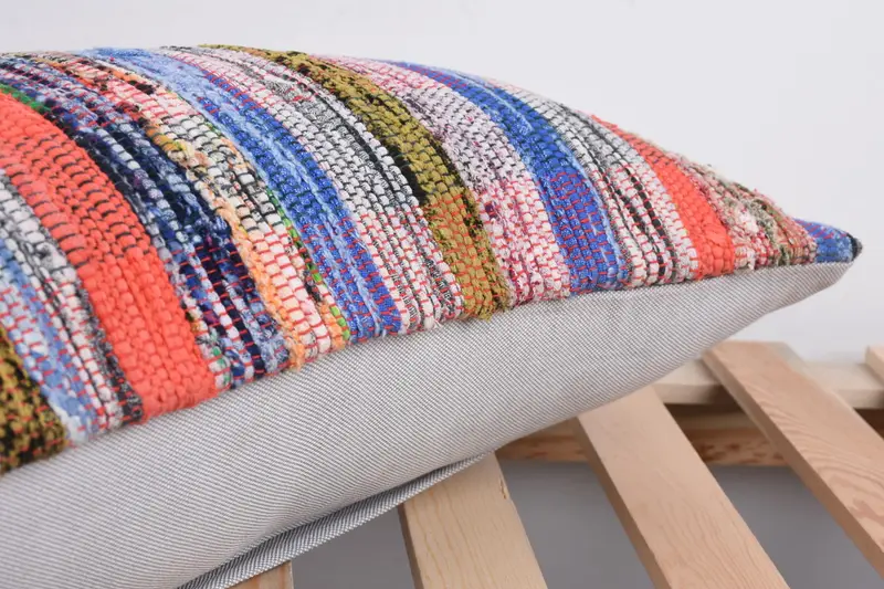 Cushion Case, Vintage Pillow, Gift Pillow, Home Decor Pillow, Kilim Rug Pillow Sham, 12x24 Blue Pillow Sham, Boho Throw Pillow Sham - 7