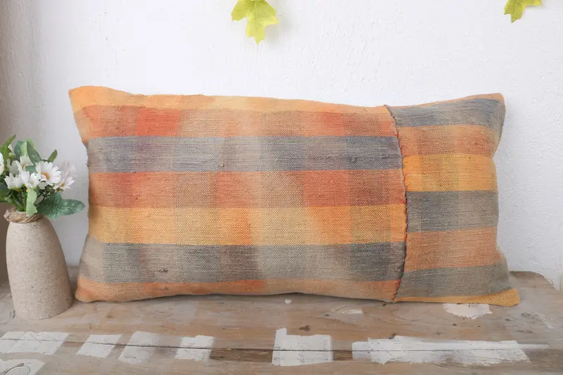 12x24 Yellow Pillow Sham, Ethnical Kilim Rug Pillow, Handmade Cushion Case, Kilim Pillow, Vintage Pillow, Bohemian Cushion Cushion, Pillow Case - 2