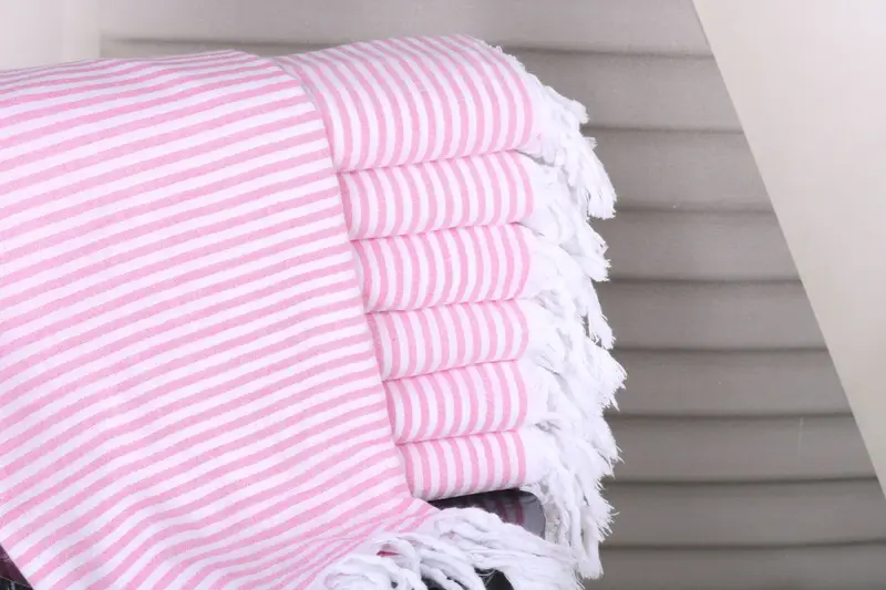 Personalized Towel Turkish Cotton Fuchsia Striped Beach Towel, 36x67 Inches