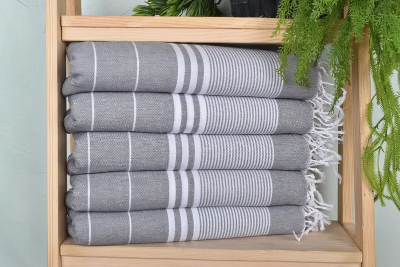 Custom Turkish Towel, 40x24 Cotton Striped Towel, Monogram Kitchen Towel, Bridal Shower Gifts, Wedding Gift, Custom Hand Towel, Beach Wedding Favor - 1