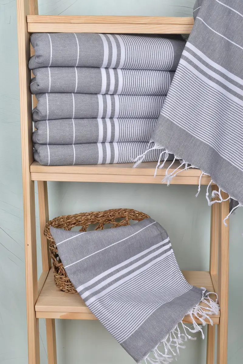 Custom Turkish Towel, 40x24 Cotton Striped Towel, Monogram Kitchen Towel, Bridal Shower Gifts, Wedding Gift, Custom Hand Towel, Beach Wedding Favor - 3