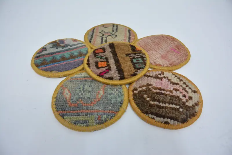 Posavasos redondo bohemio verde y marrón, posavasos bohemio antideslizante